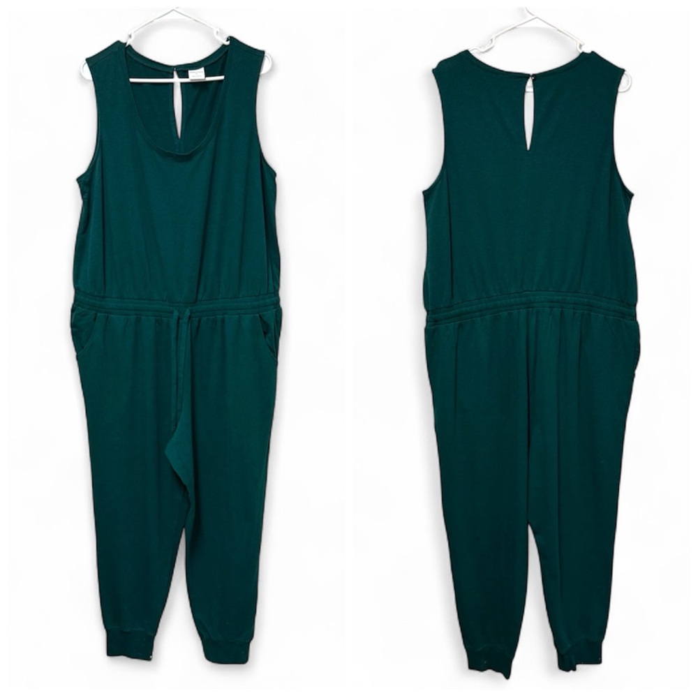 Everest Green Sleeveless Sweatpant Jumpsuit